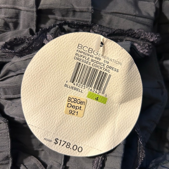 BCBGeneration Ruffle Bodice Maxi Dress Strapless Cocktail Gray Coral Size 2 - Picture 5 of 7